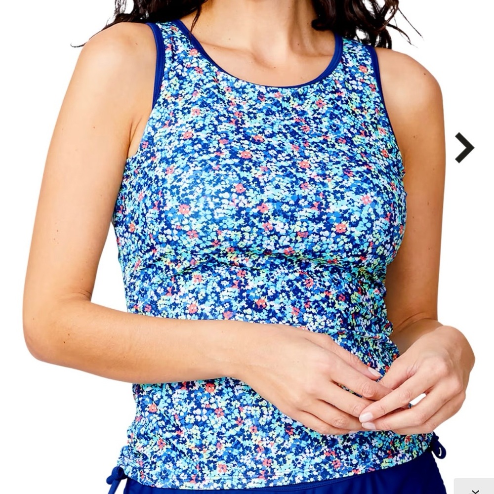 Free Country Blue Floral Women's Swim Top